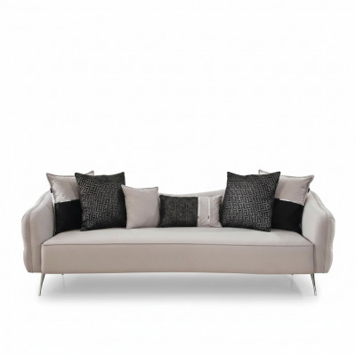 Däischëtzer Chesterfield Sofa 3 Sëtzer Sofas Design Modern Stoff Wäiss