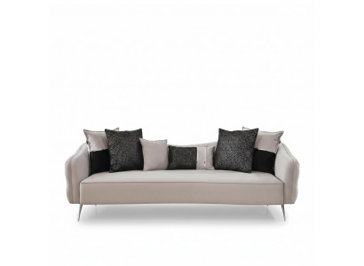 Däischëtzer Chesterfield Sofa 3 Sëtzer Sofas Design Modern Stoff Wäiss