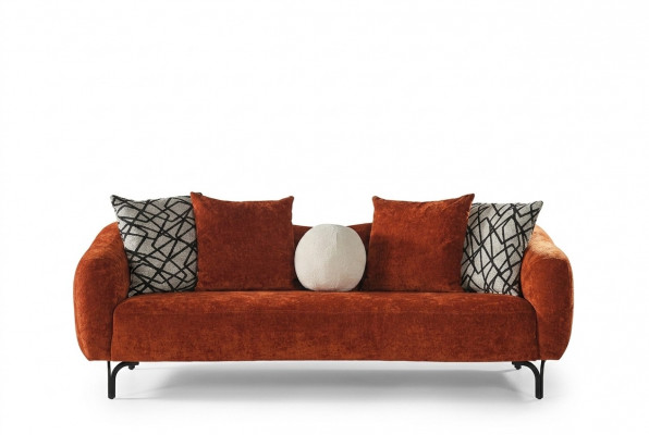 Dräisëtzer Sofa 3 Sëtzer Sofas Design Modern Stoff Orange Wunnzëmmer