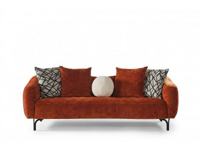 Dräisëtzer Sofa 3 Sëtzer Sofas Design Modern Stoff Orange Wunnzëmmer
