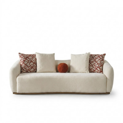 Viersëtzer Canapé 4 Sëtzer Canapéen Modernen Design Stoff Polyester Wäiss Nei