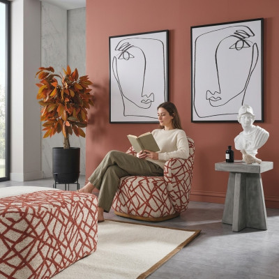 Fauteuil Ouerfauteuil Modern Stoff Wunnzëmmer Polyester Orange Design