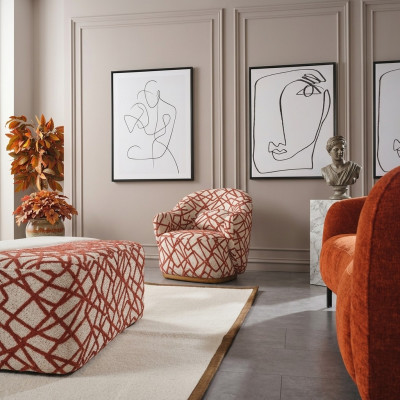 Fauteuil Ouerfauteuil Modern Stoff Wunnzëmmer Polyester Orange Design
