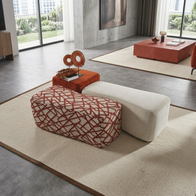 Setzhocker 3x Hocker Pouf Puff Setzpouf Textil Stoff Fousshocker Wunnzëmmer