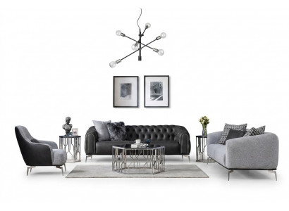 Sofagarnitur Komplett Couchgarnitur Sofa 431 Sëtz Stoff 3tlg Schwaarz