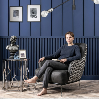 Seessel Ouschterseessel Kënschtlecher Lieder Wunnzëmmer Polyester Design Schwaarz
