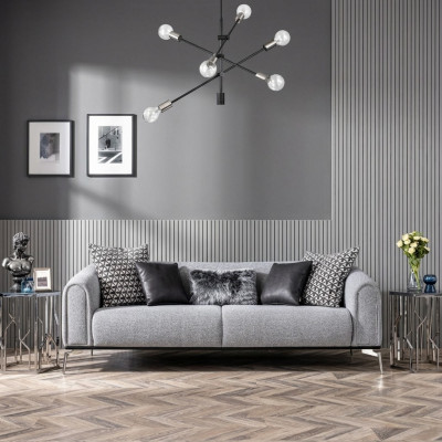 Drësëtzerg Sofa 3 Sëtzer Sofas Sëtz Stoff Gro Wunnzëmmer Modern Luxus