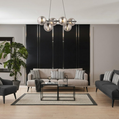 Komplett Couch Garnitur Sofas Garnitur 431 Sëtzer Gro Stoff Modern Set
