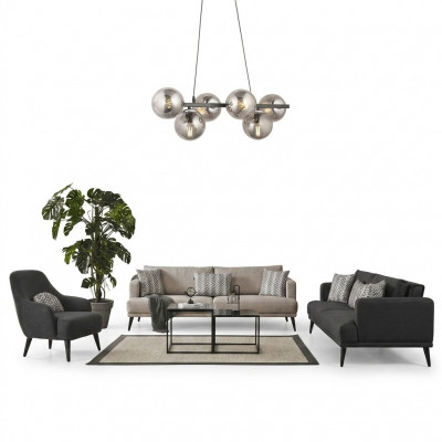 Komplett Couch Garnitur Sofas Garnitur 431 Sëtzer Gro Stoff Modern Set