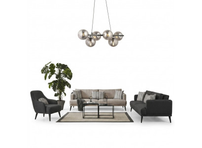 Komplett Couch Garnitur Sofas Garnitur 431 Sëtzer Gro Stoff Modern Set