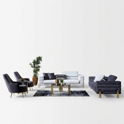 Sofa Garnitur Komplett Couch Garnitur Sofa Sëtzer Stoft Modern Set 4-deelegr.