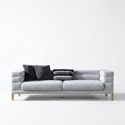 Viersëtzer Sofa 4 Sëtzer Sofas Stoff Wäiss Wunnzëmmer Luxus Modern Sëtz