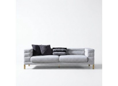 Viersëtzer Sofa 4 Sëtzer Sofas Stoff Wäiss Wunnzëmmer Luxus Modern Sëtz