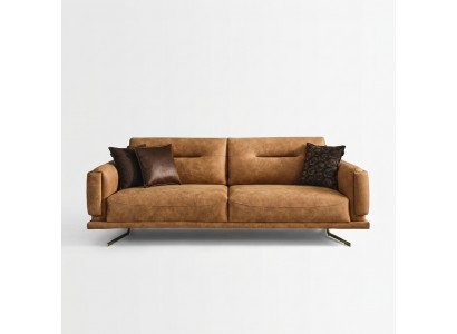Dreisëtzer Sofa 3 Sëtzer Sofas Braun Kënschtleer Wunnzëmmer Luxus Sëtz