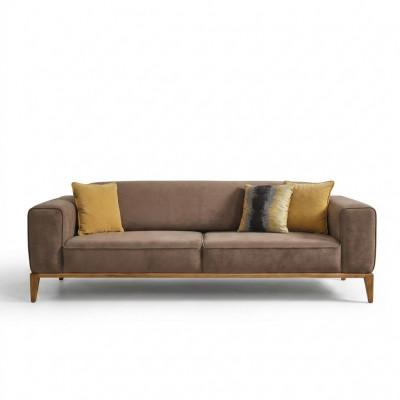 Viersëtzer Sofa 4 Sëtzer Sofas Stoff Braun Wunnzëmmer Luxus Modern