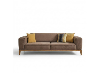 Viersëtzer Sofa 4 Sëtzer Sofas Stoff Braun Wunnzëmmer Luxus Modern
