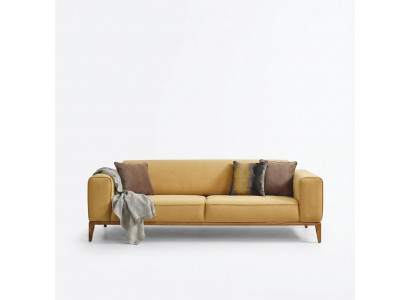 Däisëtzer Sofa 3 Sëtzer Sofas Stoff Giel Wunnzëmmer Luxus Modern Sëtz