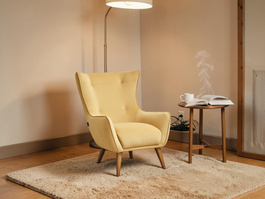 Fotell Ouerfauteuil Cocktailfauteuil Stoft Living Polyester Giel Sëtz