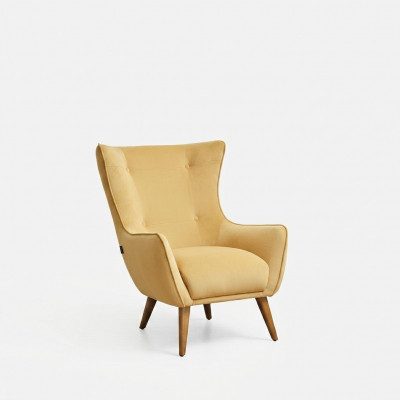 Fotell Ouerfauteuil Cocktailfauteuil Stoft Living Polyester Giel Sëtz