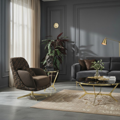 Fautëil Ouerfautëil Cocktailstull Stoft Wunnzëmmer Polyester Braun