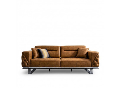 Viersëtzer Sofa 4 Sëtzer Sofas Konschtlieder Braun Wunnzëmmer Luxus