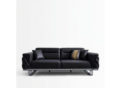 Däisëtzer Sofa 3 Sëtzer Sofas Schwaarz Konschtlieder Wunnzëmmer Luxus
