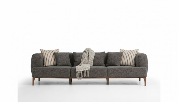 Dräisëtzer Sofa 3 Sëtzer Sofas Gromm Stoff Wunnzëmmer Luxus Modern Neien