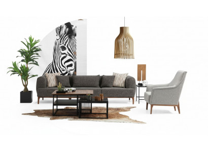 Canapé-Set Dräisëtzeger Sëtz Modern Fauteuil Stoff Gro Wunngzëmmer Set