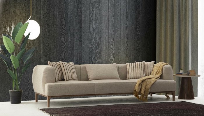 Däersëtzer Canapé 3 Sëtzer Canapéen Beige Stoff Modern Wunnzëmmer Luxus Nei