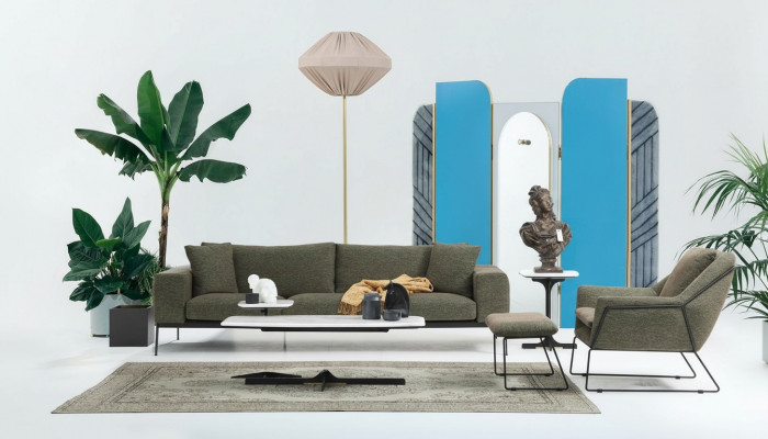 Modern Sofa-Suite Dräisëtzer Fauteuil Sofa Canapé Stoff-Miwwelen Grupp Set
