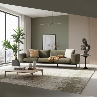 Dräisëtzer Sofa 3 Sëtzer Sofas Grom Stoff Wunnzëmmer Luxus Modern Nei