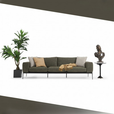 Dräisëtzer Sofa 3 Sëtzer Sofas Grom Stoff Wunnzëmmer Luxus Modern Nei