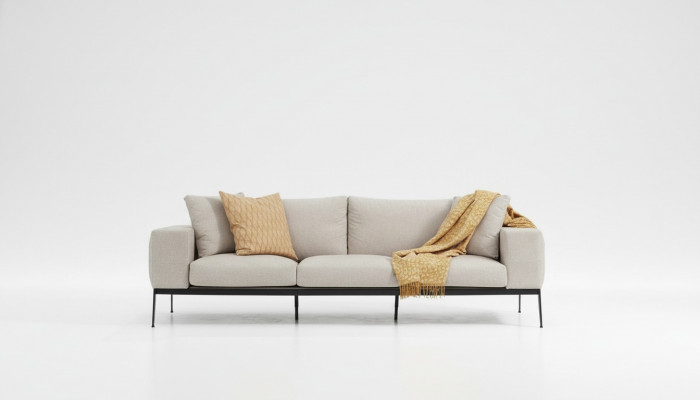 Dräisiichter Canapé 3 Plazen Canapéen Beige Stoff Wunnzëmmer Luxus Modern Nei