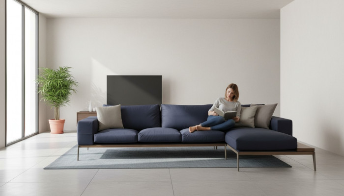 Eckcouch L-Form Sofa Wunnzëmmer Griis Modern Stoff Sofa Sëtzer Design