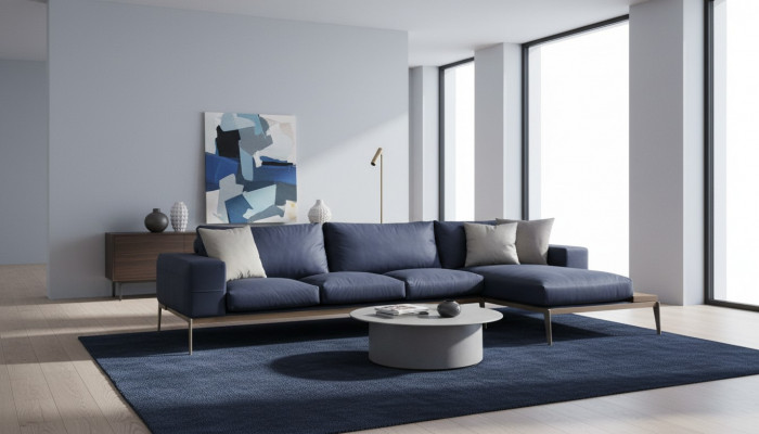 Eckcouch L-Form Sofa Wunnzëmmer Griis Modern Stoff Sofa Sëtzer Design