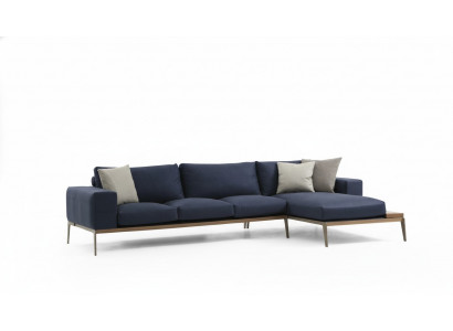 Eckcouch L-Form Sofa Wunnzëmmer Griis Modern Stoff Sofa Sëtzer Design