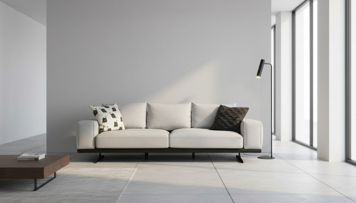 Zwee Sëtz Sofa 2 Sëtzer Stoff Gro Modern Design Wunnzëmmer Polyester