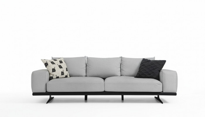 Zwee Sëtz Sofa 2 Sëtzer Stoff Gro Modern Design Wunnzëmmer Polyester