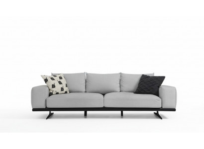 Zwee Sëtz Sofa 2 Sëtzer Stoff Gro Modern Design Wunnzëmmer Polyester