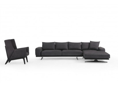Ecksofa L-Form Fotell Sofa Wunnzëmmer Gro Modern Stoff Sofas Sëtzer