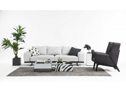 Sofagarnitur Sofa 3 Sëtzer Fotel Dräisëtzer Gro Modern Stoff Sëtz