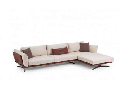 Eckcouch L-Form Beige Modern Stoff Design Wunnzëmmer Canapé Polyester