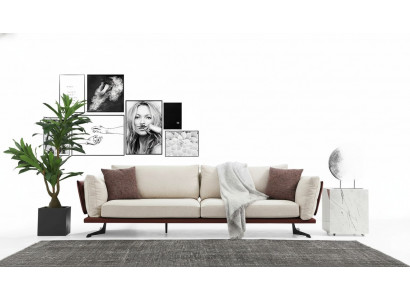 Viersëtzer Canapé 4 Sëtzer Stoff Beige Modern Design Wunnzëmmer Luxus