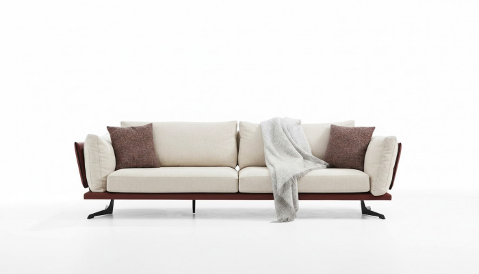 Däitschzëmmer Sofa 3 Sëtzer Stoff Beige Modernen Design Wunnzëmmer Luxus