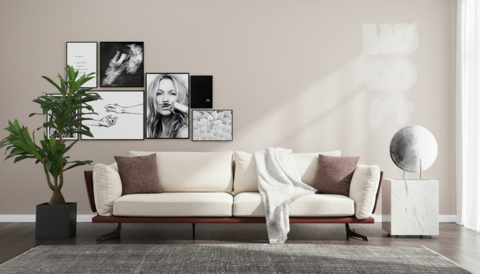 Zwee-Sëtz Sofa 2-Sëtzer Stoff Beige Modern Design Wunnzëmmer Luxus