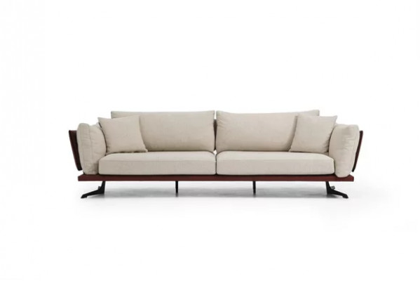 Zwee-Sëtz Sofa 2-Sëtzer Stoff Beige Modern Design Wunnzëmmer Luxus
