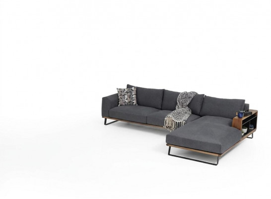 Ecksofa L-Form Sofa Gro Modern Stoff Design Wunnzëmmer Polyester