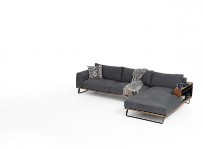 Ecksofa L-Form Sofa Gro Modern Stoff Design Wunnzëmmer Polyester