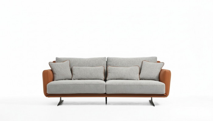 Dreemëtzeger Canapé 3 Sëtzer Stoff Orange Modernen Design Wunnzëmmer Gro