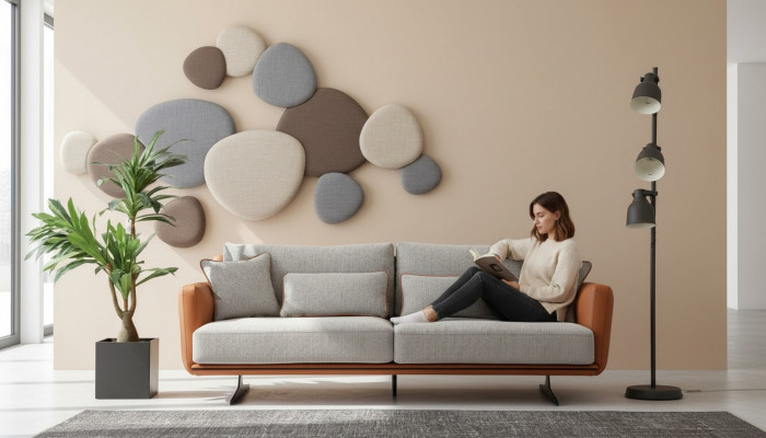 Zweisitzer Sofa 2 Sëtzer Stoff Orange Modern Design Wohnzëmmer Gro